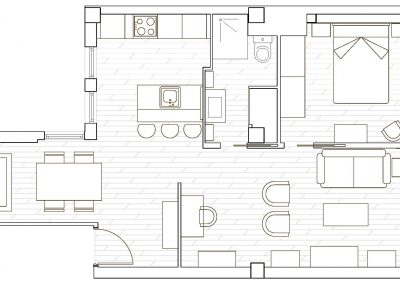 plano apartamento de 52m2